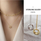 Japan Circle Pendant Necklace Geometric Sterling Silver 925 Bridesmaid Jewelry