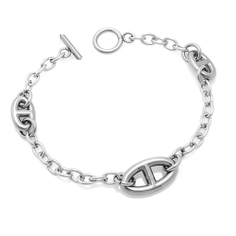 Japan Coffee Bean Pig Nose Bracelet Men Women Silver/Gold