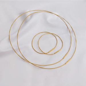 Japan Minimalist Thin Bangle Cuff Bracelet Collar Necklace