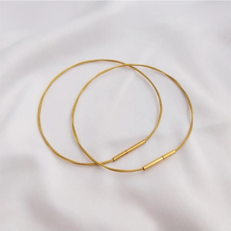 Japan Minimalist Thin Bangle Cuff Bracelet Collar Necklace