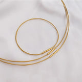 Japan Minimalist Thin Bangle Cuff Bracelet Collar Necklace