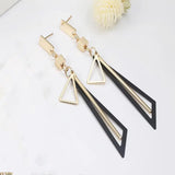 Geometric Tassel Earrings Women's Long Alloy Plated Triangular Pendant