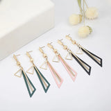 Geometric Tassel Earrings Women's Long Alloy Plated Triangular Pendant