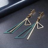 Geometric Tassel Earrings Women's Long Alloy Plated Triangular Pendant