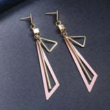 Geometric Tassel Earrings Women's Long Alloy Plated Triangular Pendant