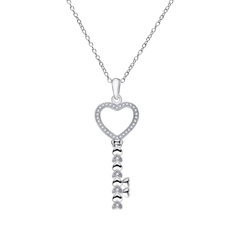 S925 Sterling Silver Love Key Pendant Necklace French Regular Fashion Trend