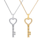 S925 Sterling Silver Love Key Pendant Necklace French Regular Fashion Trend
