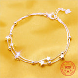Japanese Korean Style S925 Silver Star Bracelet Double-Layer Chain