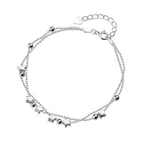 Japanese Korean Style S925 Silver Star Bracelet Double-Layer Chain