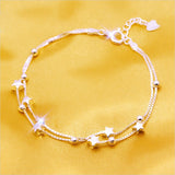 Japanese Korean Style S925 Silver Star Bracelet Double-Layer Chain