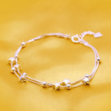 Japanese Korean Style S925 Silver Star Bracelet Double-Layer Chain