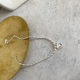 S925 Pure Silver Heart Pendant Chain Bracelet for Girlfriend