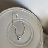 S925 Pure Silver Heart Pendant Chain Bracelet for Girlfriend