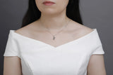 925s Silver Bear Girl & Bear Diamond Pendant Collarbone Chain Necklace