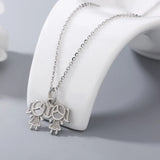 925s Sterling Silver Girl Diamond Necklace