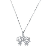 925s Sterling Silver Girl Diamond Necklace