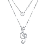 925s Silver Double Pendant Diamond Necklace