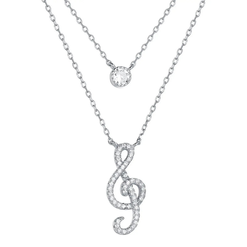 925s Silver Double Pendant Diamond Necklace