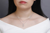 925s Silver Double Pendant Diamond Necklace