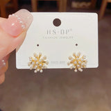 Japan & Korea Fashion Fireworks Pearl Earrings 925 Silver Sweet Niche Earrings