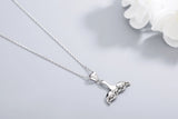 Japanese & Korean S925 Silver Fishtail Diamond Pendant Necklace
