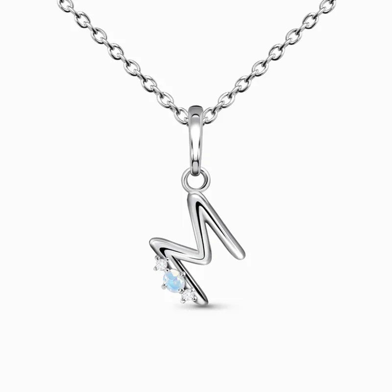 S925 Joker Moonstone 26 Letter Necklace