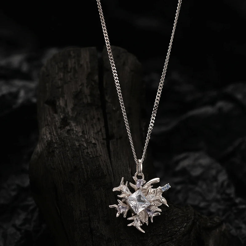 Japan & S. Korea Snow Flower Necklace S925 Sterling Silver Zircon Women's