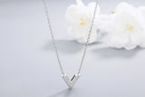 925 Silver Small V-shaped Diamond Pendant Necklace for Women