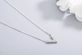 925 Silver Small V-shaped Diamond Pendant Necklace for Women