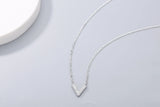 925 Silver Small V-shaped Diamond Pendant Necklace for Women