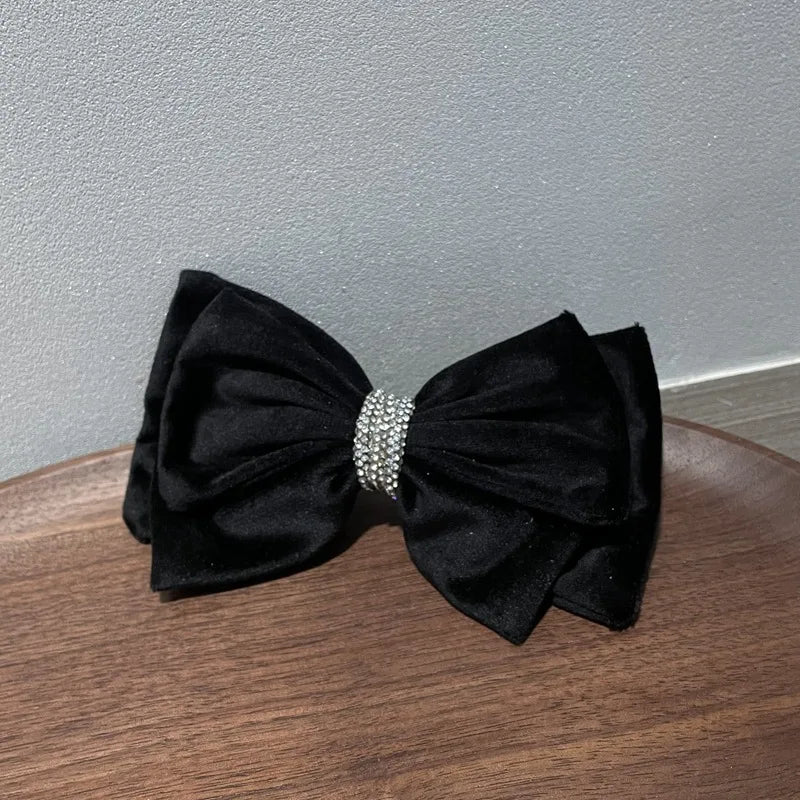 Japanese Velvet Double Bow Spring Clip Headwear Hairpin