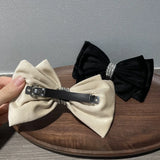 Japanese Velvet Double Bow Spring Clip Headwear Hairpin