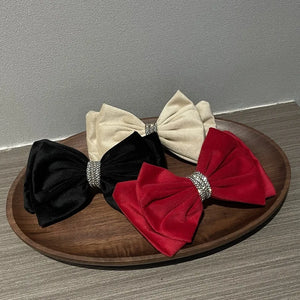 Japanese Velvet Double Bow Spring Clip Headwear Hairpin