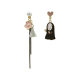 Japanese Anime Faceless Man Earrings Asymmetric Sakura Tassel Clip-Ons