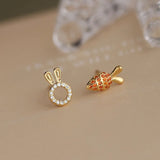 Japanese Radish Rabbit Stud Earrings 925 Sterling Silver Fresh Gift Jewelry