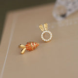 Japanese Radish Rabbit Stud Earrings 925 Sterling Silver Fresh Gift Jewelry