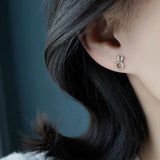 Japanese Radish Rabbit Stud Earrings 925 Sterling Silver Fresh Gift Jewelry