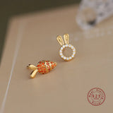 Japanese Radish Rabbit Stud Earrings 925 Sterling Silver Fresh Gift Jewelry