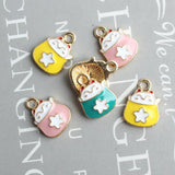 40pcs Japanese Cartoon Cat Enamel Charms for Jewelry Making