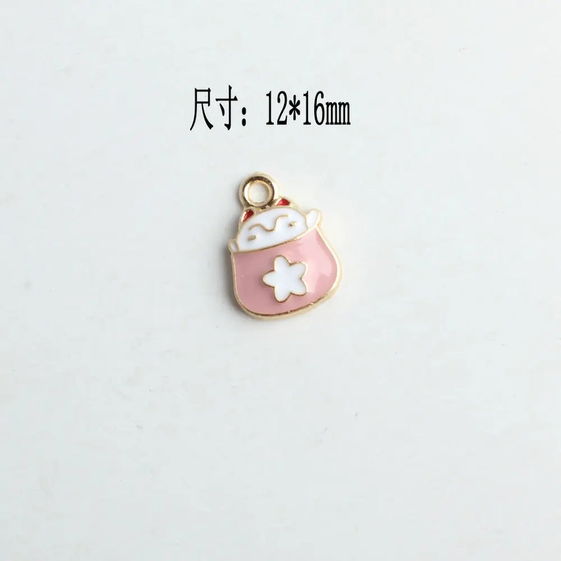 40pcs Japanese Cartoon Cat Enamel Charms for Jewelry Making