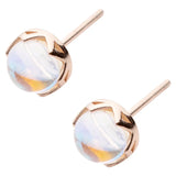Japanese Moonstone Stud Earrings 925 Sterling Silver Small Gift Jewelry