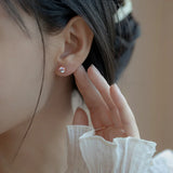 Japanese Moonstone Stud Earrings 925 Sterling Silver Small Gift Jewelry