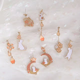 Japanese Cartoon Pink Sakura Cat Clip Earrings for Women Girls