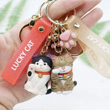 Japanese Lucky Cat Keychain for Women PVC Wristband Key Chain Bag Gift