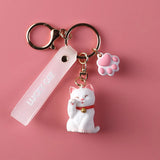 Japanese Lucky Cat Keychain for Women PVC Wristband Key Chain Bag Gift