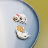 Japanese Sleeping Bow Cat Lucky Cat Doll DIY Jewelry Earrings Accessories