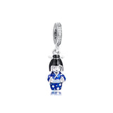 Japanese Doll Kimono Charm 925 Silver Fits Snake Chain Bracelets