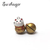 Japanese Lucky Cat Metal Bell Charms DIY Craft Pendant
