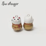 Japanese Lucky Cat Metal Bell Charms DIY Craft Pendant