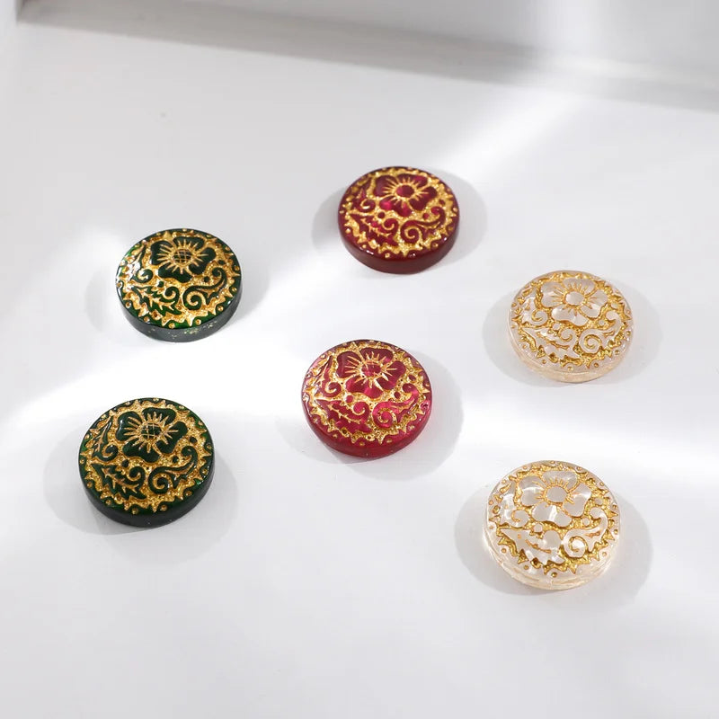 Japanese Vintage Flower Foil Paster DIY Hair Accessories Material 6pcs